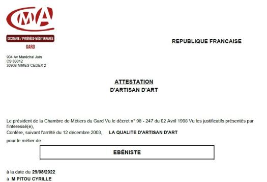 Artisan d'Art Ébéniste